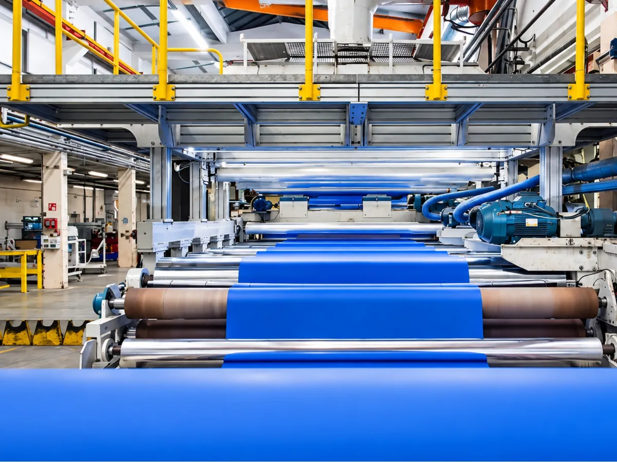 PVC film running through a calendering line at the CPC LLP plant